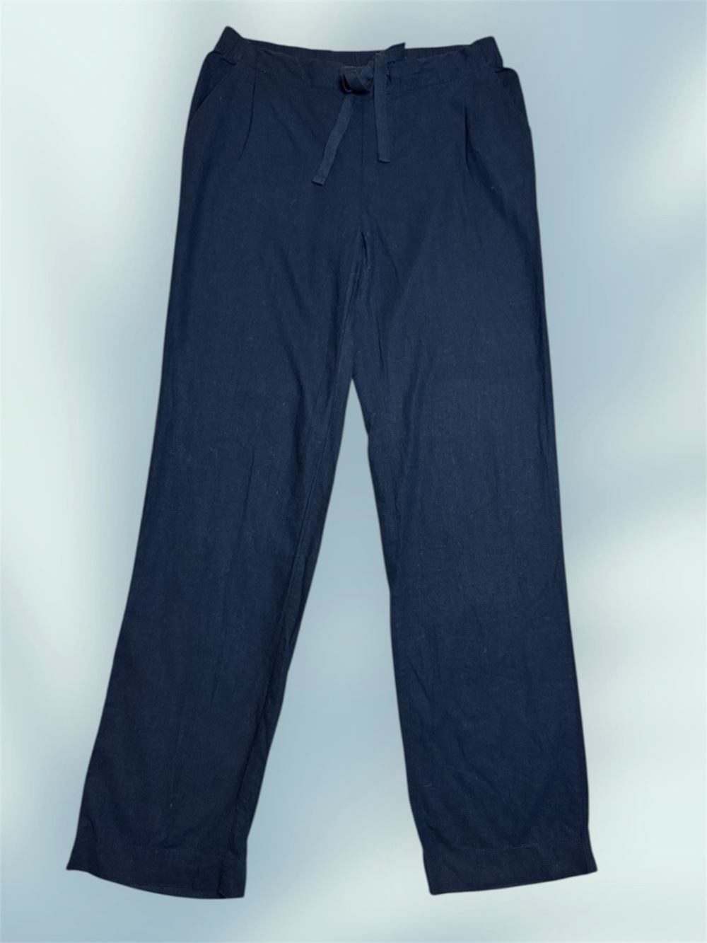 Joe Fresh Linen Blend Navy Blue Drawstring Trousers sz S
